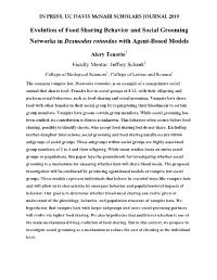 Evolution of Food Sharing Behavior and Social Grooming Networks in Desmodus Rotundus with Agent-Based Models