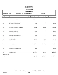 STATE of MONTANA Fine Arts Schedule REPORT PARAMETERS Reporting Year: 2018 Local Inventory: ALL Security Measure: ALL Value Type: ALL