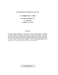 The Invention and Definition of Alloy 625