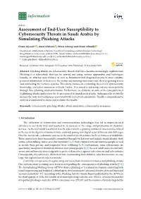 Assessment of End-User Susceptibility to Cybersecurity Threats in Saudi Arabia by Simulating Phishing Attacks
