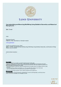 Conceptualizing and Measuring Well-Being Using Statistical Semantics and Numerical Rating Scales Kjell, Oscar
