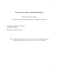 Evolutionary Psychology: Conceptual Foundations