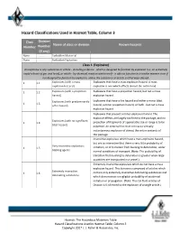 Hazard Classifications Used in Hazmat Table, Column 3