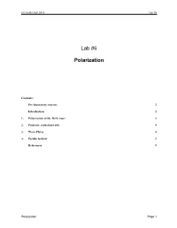 Lab #6 Polarization