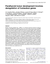 Parathyroid Tumor Development Involves Deregulation of Homeobox Genes