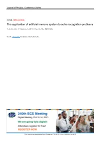 PDF, the Application of Artificial Immune System to Solve Recognition