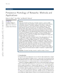 Persistence Homology of Networks: Methods and Applications