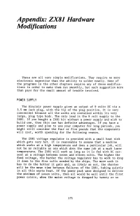 Appendix: ZX81 Hardware Modifications