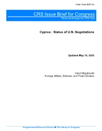 Cyprus: Status of U.N. Negotiations