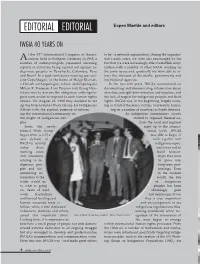 EDITORIAL EDITORIAL Espen Waehle and Editors