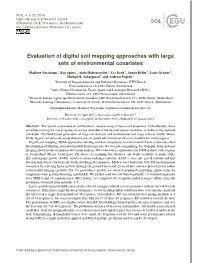 Evaluation of Digital Soil Mapping Approaches with Large Sets of Environmental Covariates