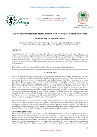 Levels of Development in Malda District of West Bengal: a Block Level Study