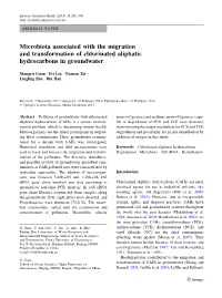 Microbiota Associated with the Migration and Transformation of Chlorinated Aliphatic Hydrocarbons in Groundwater