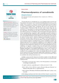 Pharmacodynamics of Cannabinoids