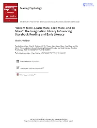 The Imagination Library Influencing Storybook Reading and Early Literacy