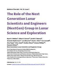 The Role of the Next Generation Lunar Scientists and Engineers (Nextgen) Group in Lunar Science and Exploration