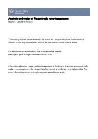 Analysis and Design of Piezoelectric Sonar Transducers. Rodrigo, Gerard Christopher