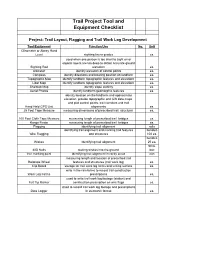 Appendix T Trail Project Tool and Equipment Checklist.Peer Review