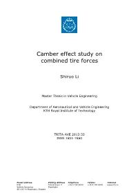 Camber Effect Study on Combined Tire Forces