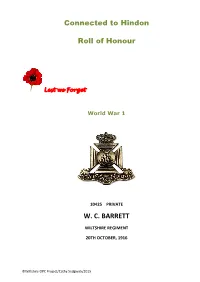 Connected to Hindon Roll of Honour W. C. BARRETT