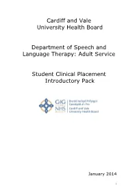 Department of Speech and Language Therapy: Adult Service