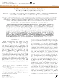 Isolation and Partial Characterization of a Lentivirus from Talapoin Monkeys (Myopithecus Talapoin)