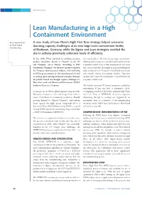 Lean Manufacturing in a High Containment Environment