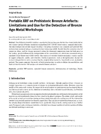 Portable XRF on Prehistoric Bronze Artefacts: Limitations and Use for the Detection of Bronze Age Metal Workshops