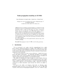 Radio Propagation Modeling on 433 Mhz
