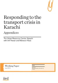 Responding to the Transport Crisis in Karachi Appendices