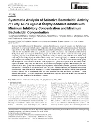 Systematic Analysis of Selective Bactericidal Activity of Fatty Acids