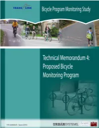 Technical Memo 4 Proposed Bicycle Monitoring Program