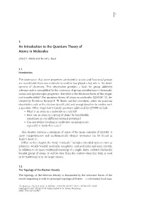 1 an Introduction to the Quantum Theory of Atoms in Molecules