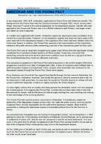 AMBEDKAR and the POONA PACT Relevant For: Null | Topic: National Movement (1919-1939) Era of Mass Nationalism