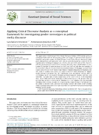 Applying Critical Discourse Analysis As a Conceptual Framework for Investigating Gender Stereotypes in Political Media Discourse