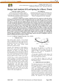 Design and Analysis of Leaf Spring in a Heavy Truck