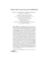 Efficient Collision Attack Frameworks for RIPEMD-160