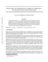 Identifying Authorship Style in Malicious Binaries