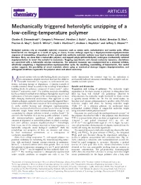 Mechanically Triggered Heterolytic Unzipping of a Low-Ceiling-Temperature Polymer