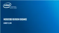 Microcode Revision Guidance August 31, 2019 MCU Recommendations