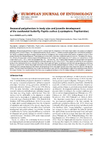 Seasonal Polyphenism in Body Size and Juvenile Development of the Swallowtail Butterﬂ Y Papilio Xuthus (Lepidoptera: Papilionidae)