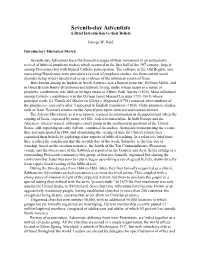 Seventh-Day Adventists: a Brief Introduction to Their Beliefs