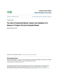 The Value of Existential Worlds: Creation and Validation of a Measure to Explore the Four Existential Worlds