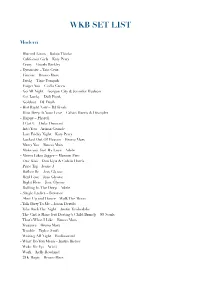 Wkb Set List