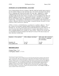 CFNP TAP Report for Urea January 2004 SUMMARY of TAP