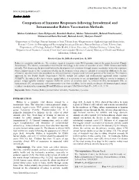 Comparison of Immune Responses Following Intradermal and Intramuscular Rabies Vaccination Methods