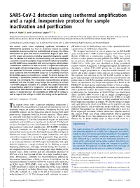 SARS-Cov-2 Detection Using Isothermal Amplification and a Rapid, Inexpensive Protocol for Sample Inactivation and Purification