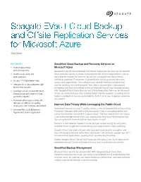 Seagate Evault Cloud Backup and Offsite Replication Services for Microsoft Azure