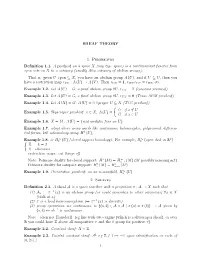 SHEAF THEORY 1. Presheaves Definition 1.1. a Presheaf on A