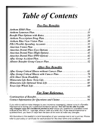 Table of Contents